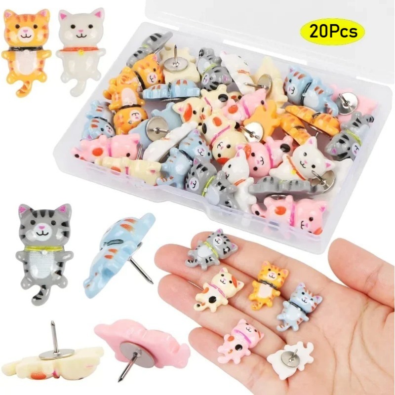 Home Office Image - 20Pcs Cute Resin Cat Push Pins