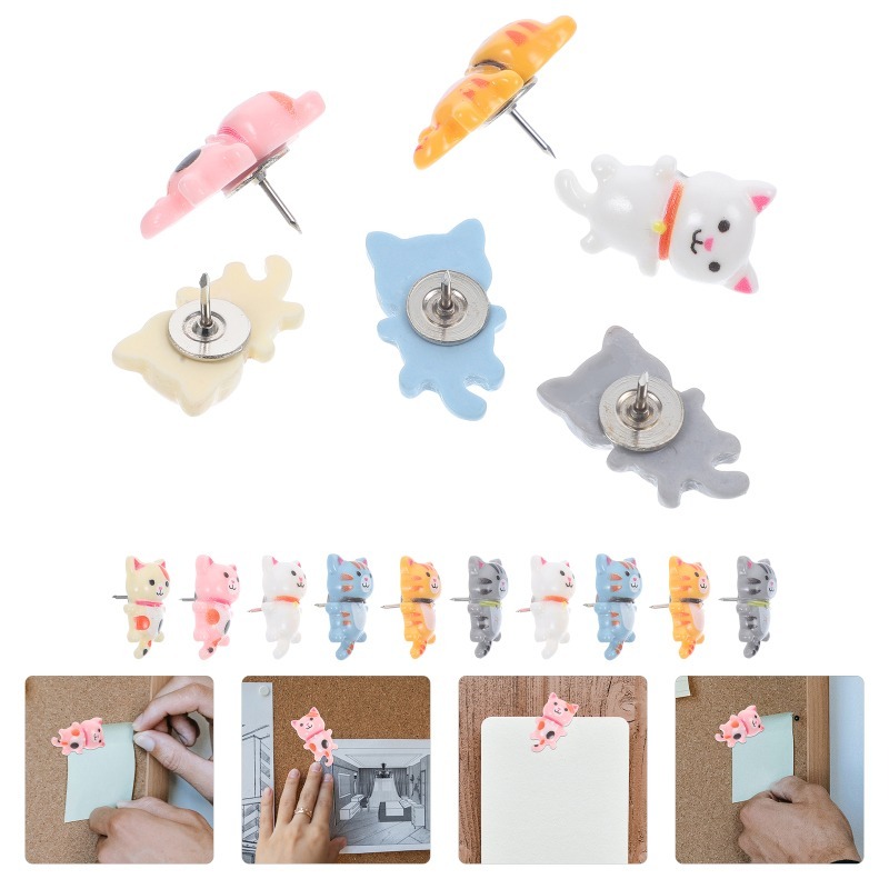 20Pcs Cute Resin Cat Push Pins - Home Office Image ulasan dan harga