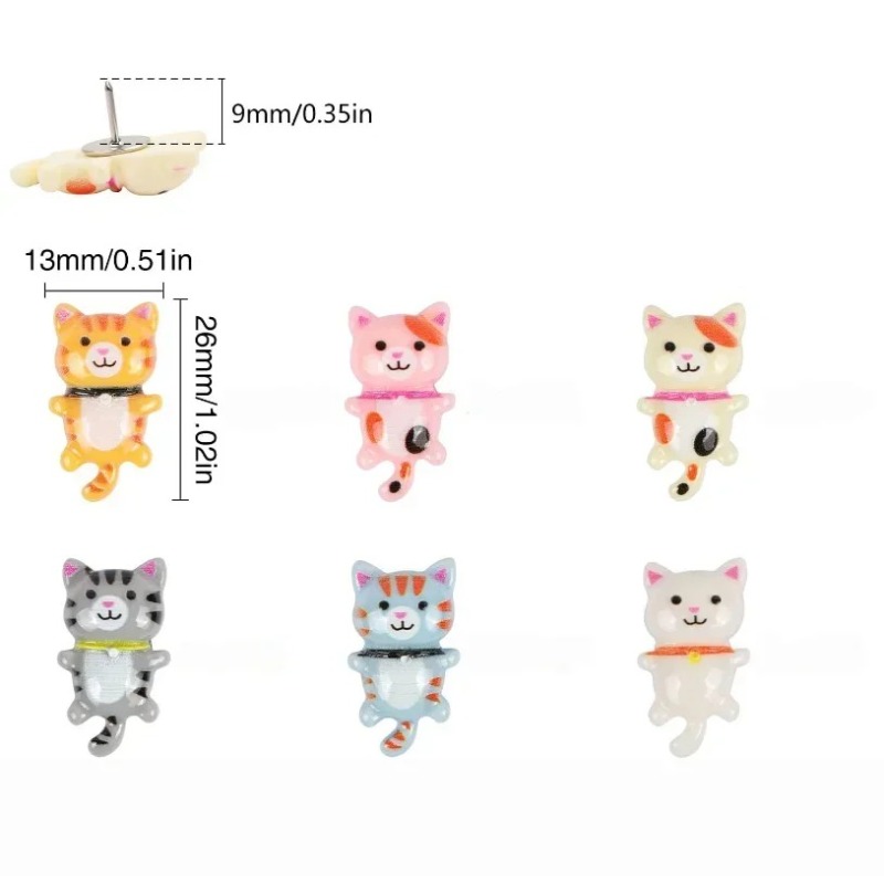 20Pcs Cute Resin Cat Push Pins - Home Office Image ulasan dan harga