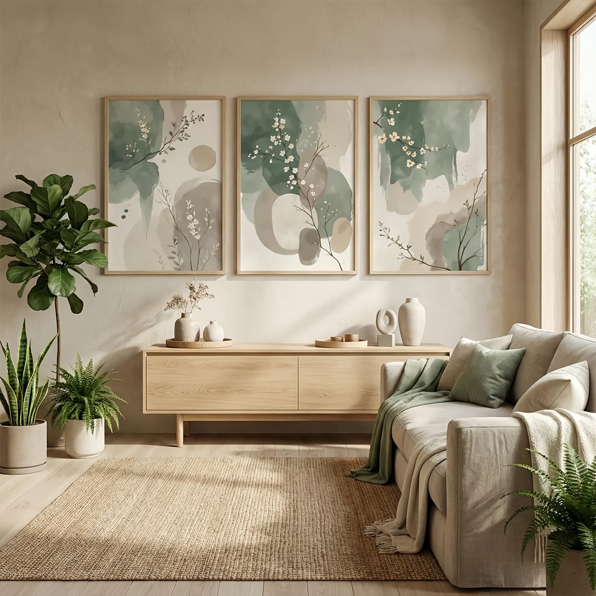 3pcs Japanese-Style Plant Canv - Home Office Image ulasan dan harga
