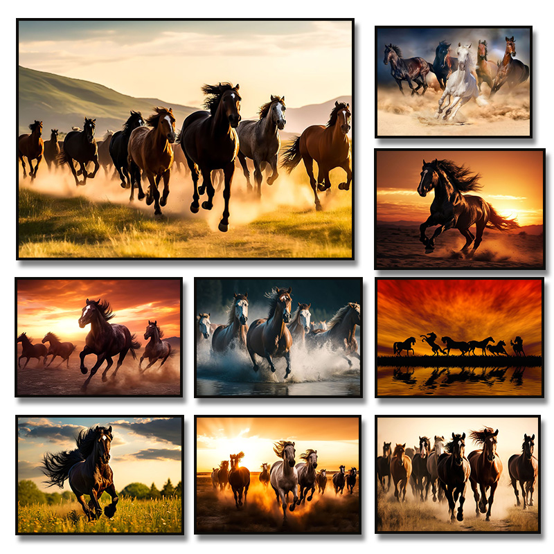 Beautiful Running Horses Canva - Home Office Image ulasan dan harga