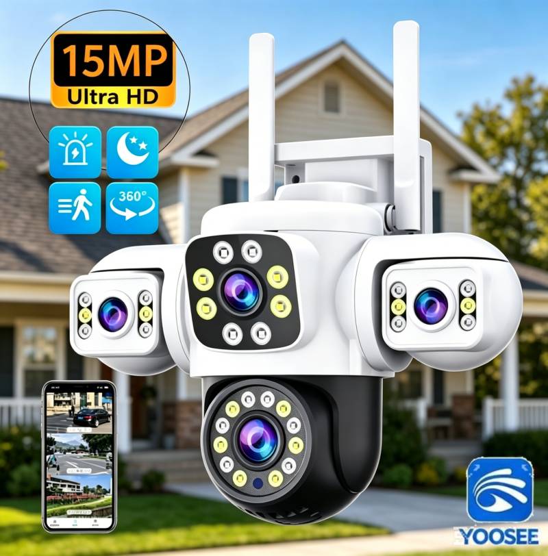 Yoosee 6K 15MP 3 Lens 3 Screen - Home Office Email ulasan dan harga
