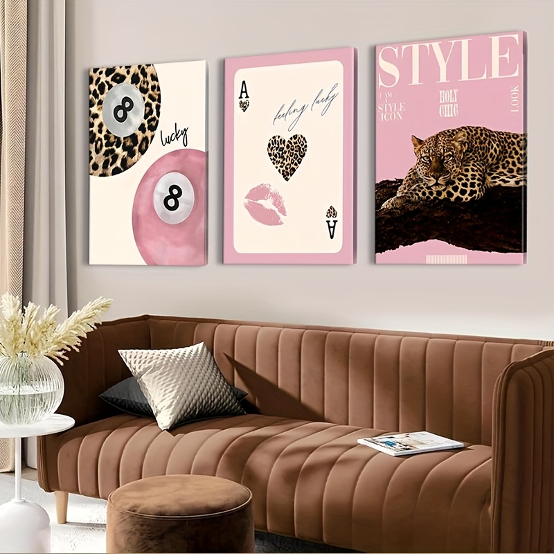 3pcs Leopard Cheetah Canvas Wa - Home Office Image ulasan dan harga