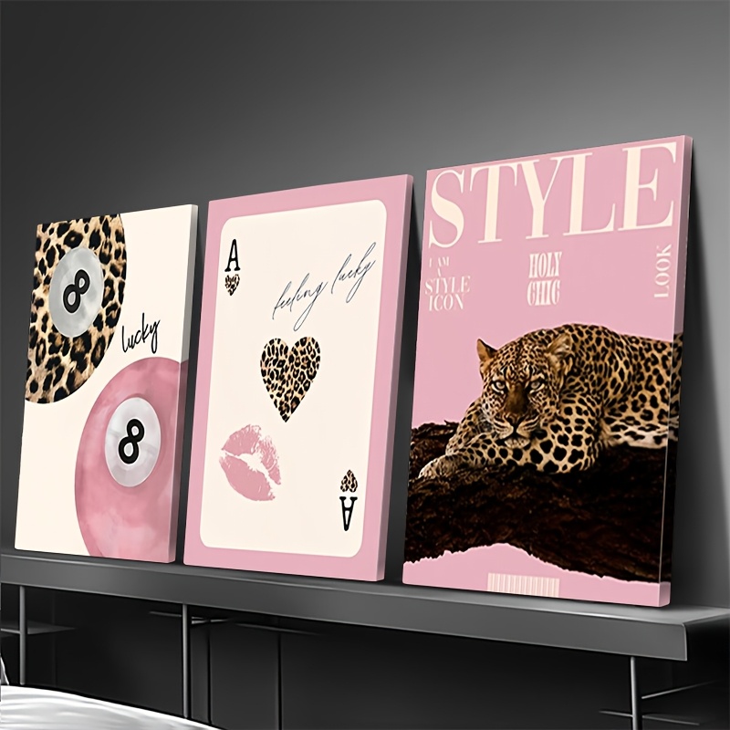 3pcs Leopard Cheetah Canvas Wa - Home Office Image ulasan dan harga