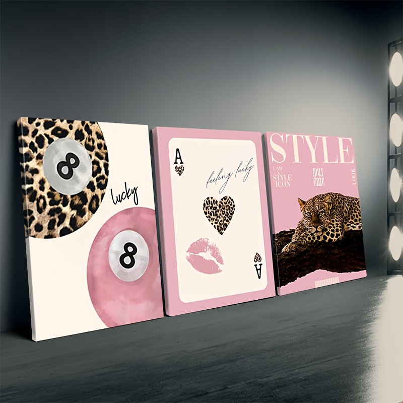 3pcs Leopard Cheetah Canvas Wa - Home Office Image ulasan dan harga