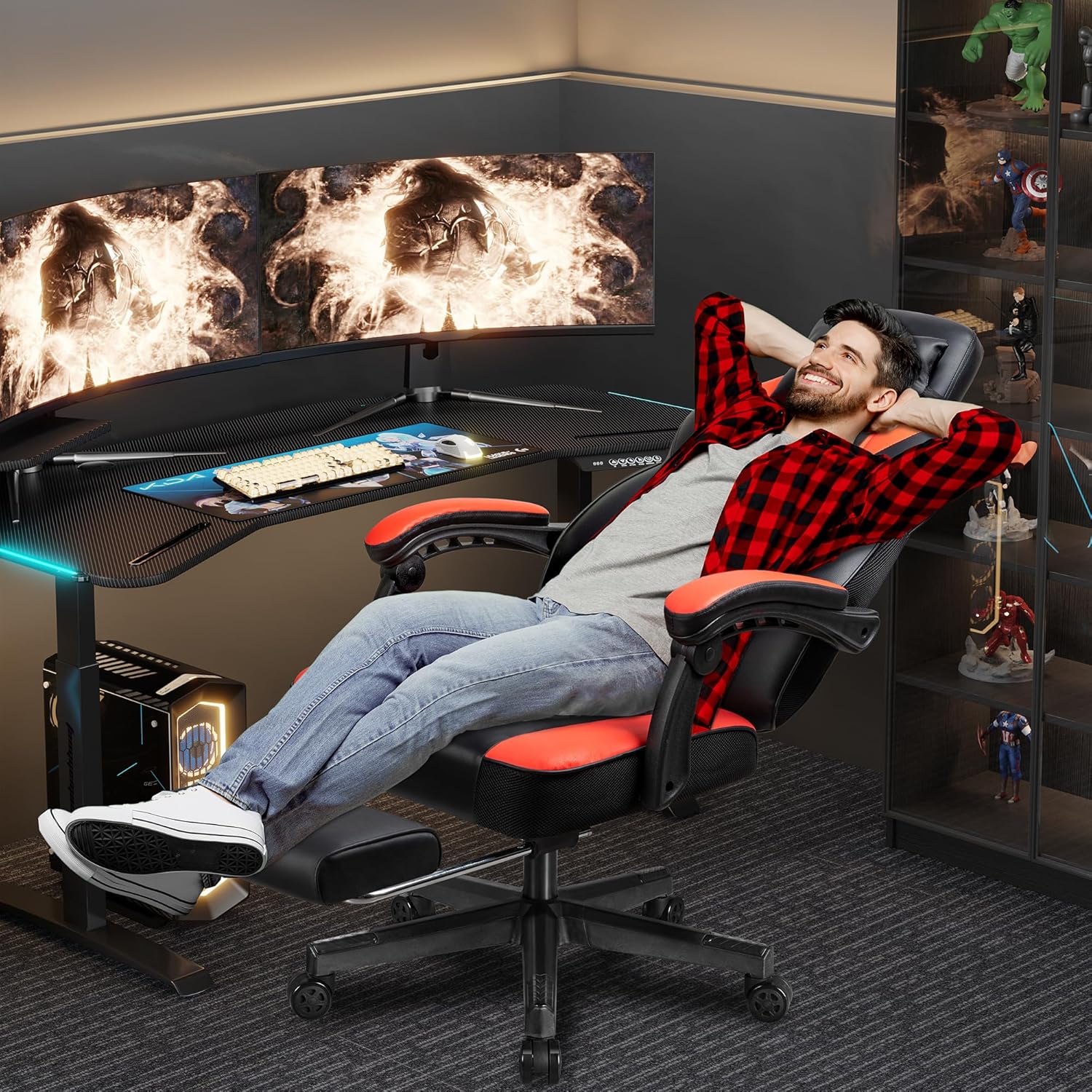 Gaming Chair with Footrest, Ma - Home Office Image ulasan dan harga