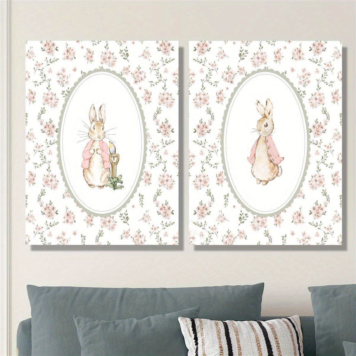 2pcs Retro Easter Rabbit Canva - Home Office Image ulasan dan harga
