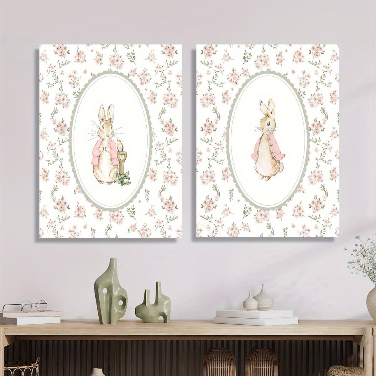 2pcs Retro Easter Rabbit Canva - Home Office Image ulasan dan harga