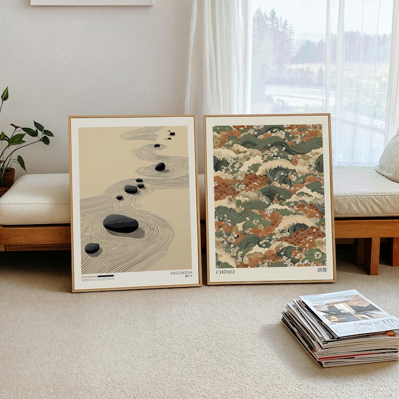 2pcs Japandi Zen Canvas Wall A - Home Office Image ulasan dan harga