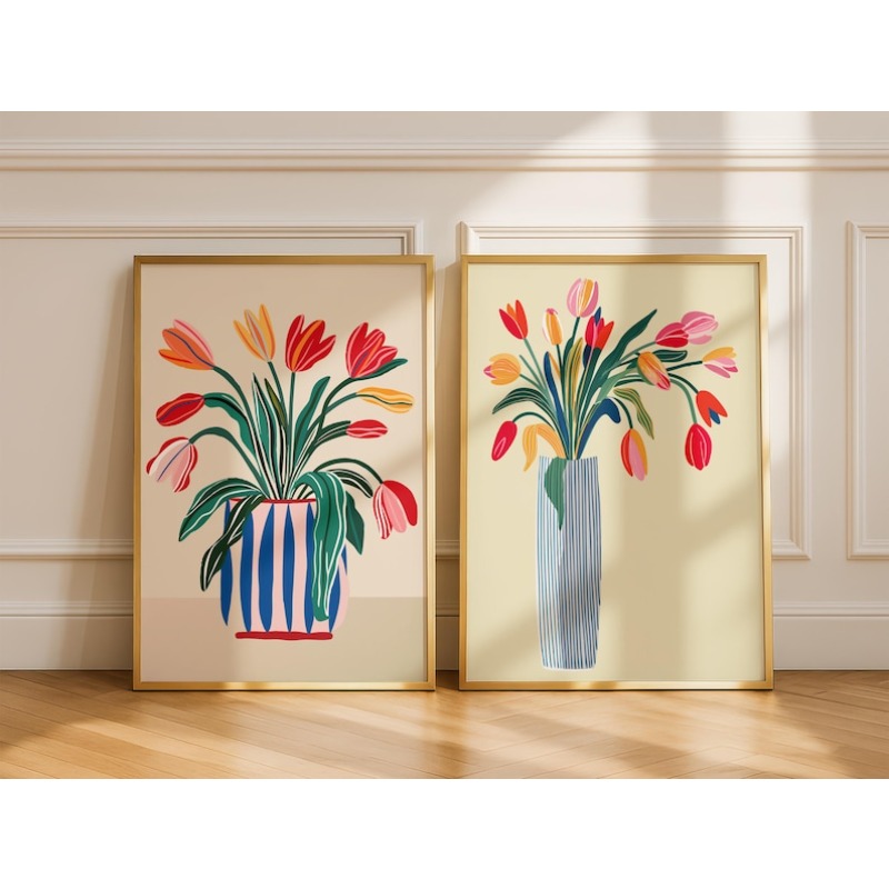 2pcs Tulip Flowers Canvas Wall - Home Office Image ulasan dan harga