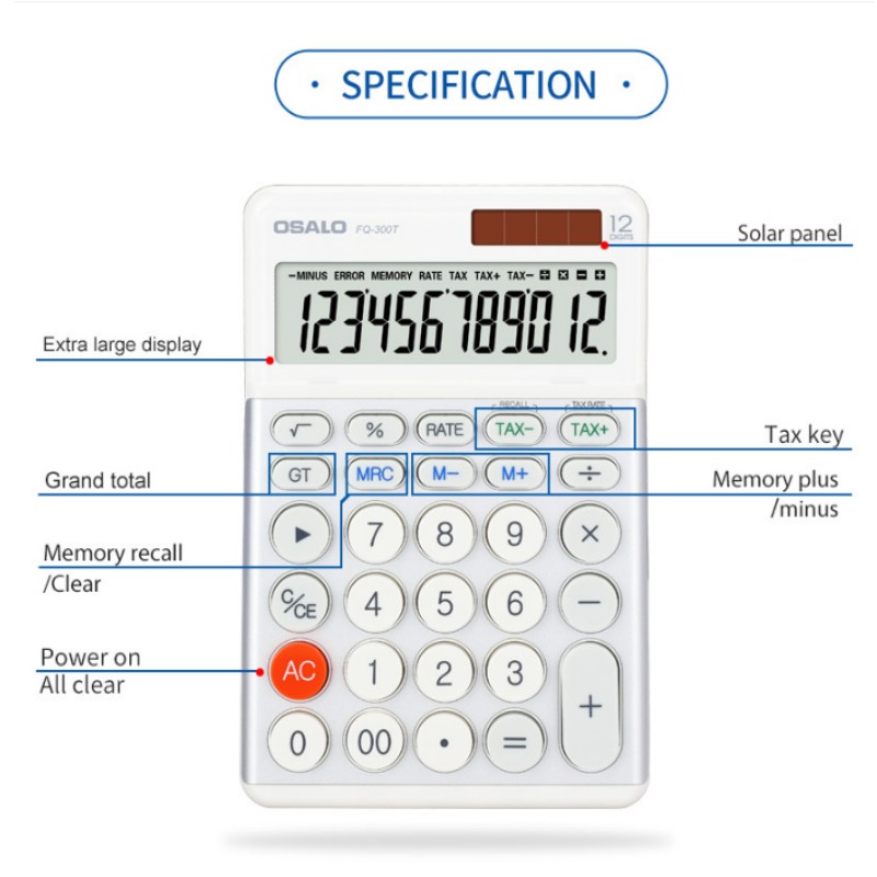 OSALO 300t 12-Digit Solar Desk - Home Office Tax ulasan dan harga